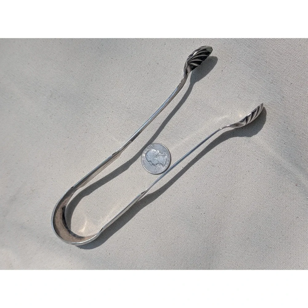 James Adam Antique Coin Silver Sugar Tongs Shell Motif Monogrammed Georgian